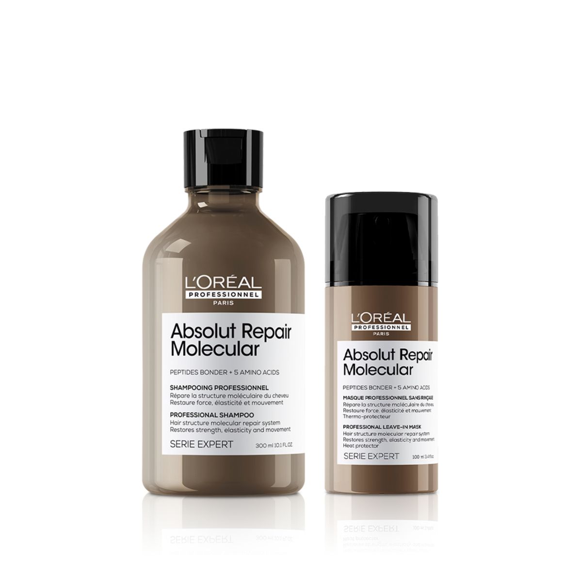 LOREAL PROFESSIONNEL - Shampoo Loreal Professionnel Absolut Repair Molecular 300 Ml Para Cabello Muy Dañado + Mascarilla Absolut Repair Molecular 100 Ml