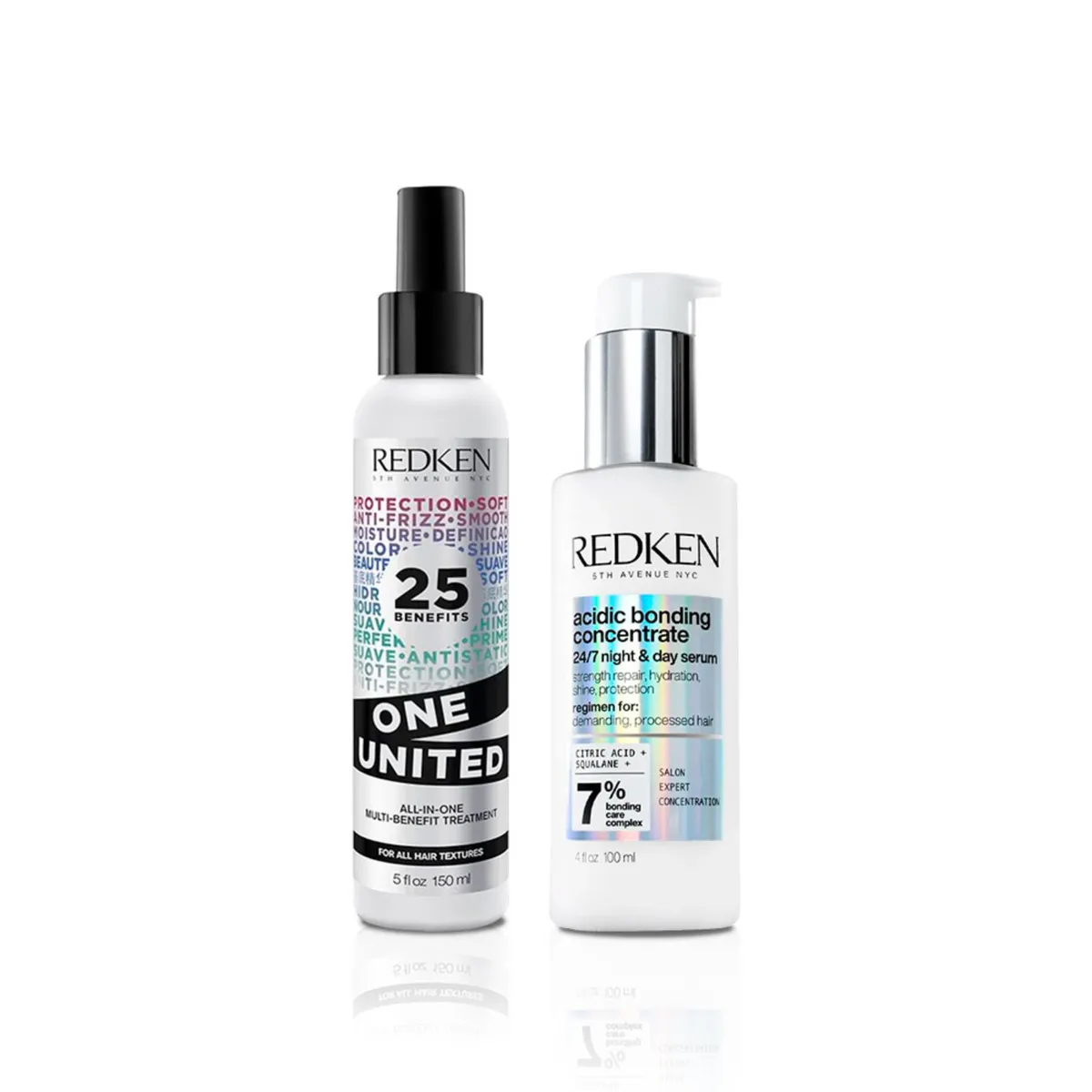 REDKEN - Tratamiento Redken One United Multibeneficios 150 Ml Para Todo Tipo De Cabello + Serum Día Y Noche Acidic Bonding Concentrate 100 Ml