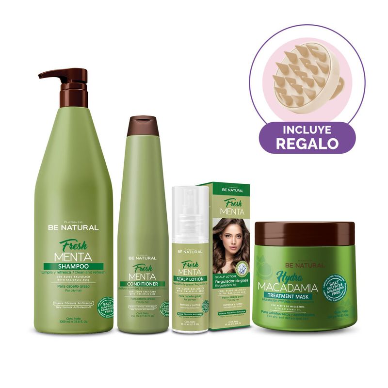 BE NATURAL - Pack Fresh Menta Fórmula Anticaspa 1 Litro Be Natural