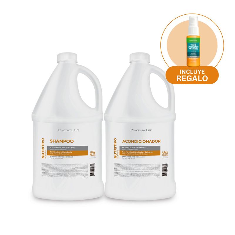PLACENTA LIFE - Pack Galoneras Shampoo 3.7 Lt + Acondicionador 3.7 Lt Placenta Life
