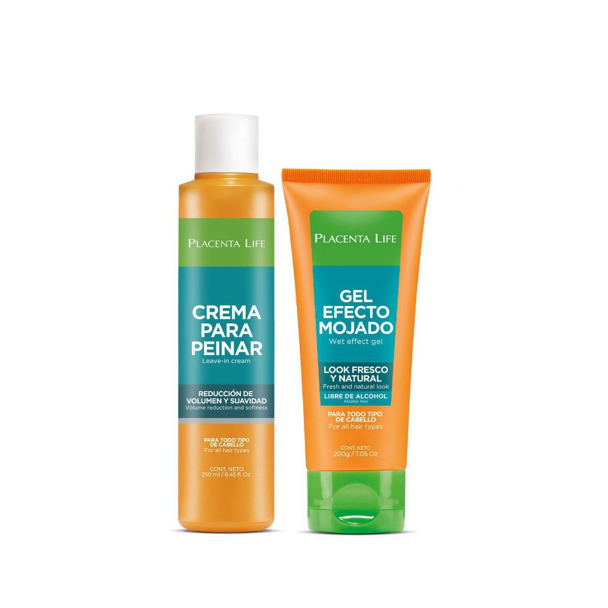 PLACENTA LIFE - Pack Gel Efecto Mojado 200gr + Crema De Peinar 250ml  Placenta Life