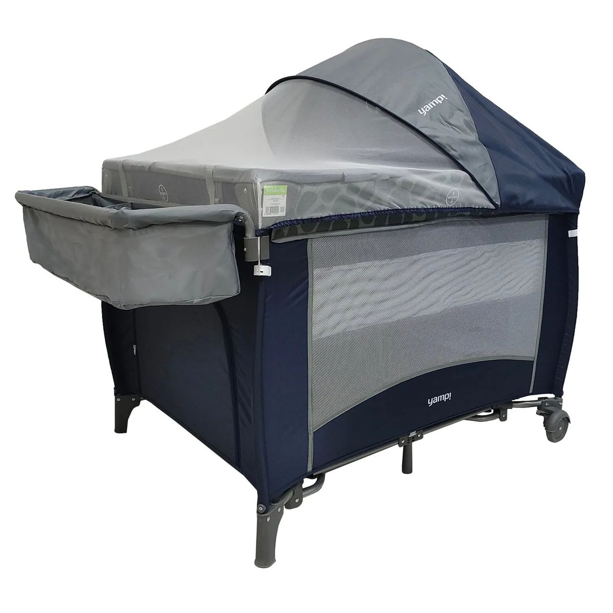 YAMP - Pack Cuna Lima Azul + Colchón Maternelle