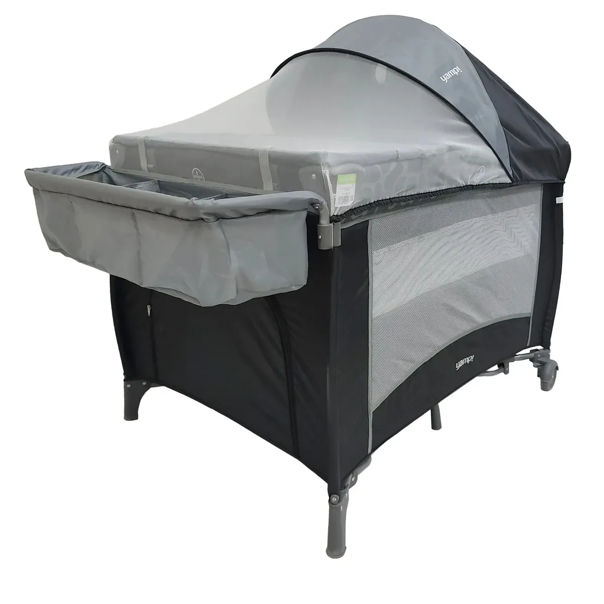 YAMP - Pack Cuna Lima Gris + Colchón Maternelle