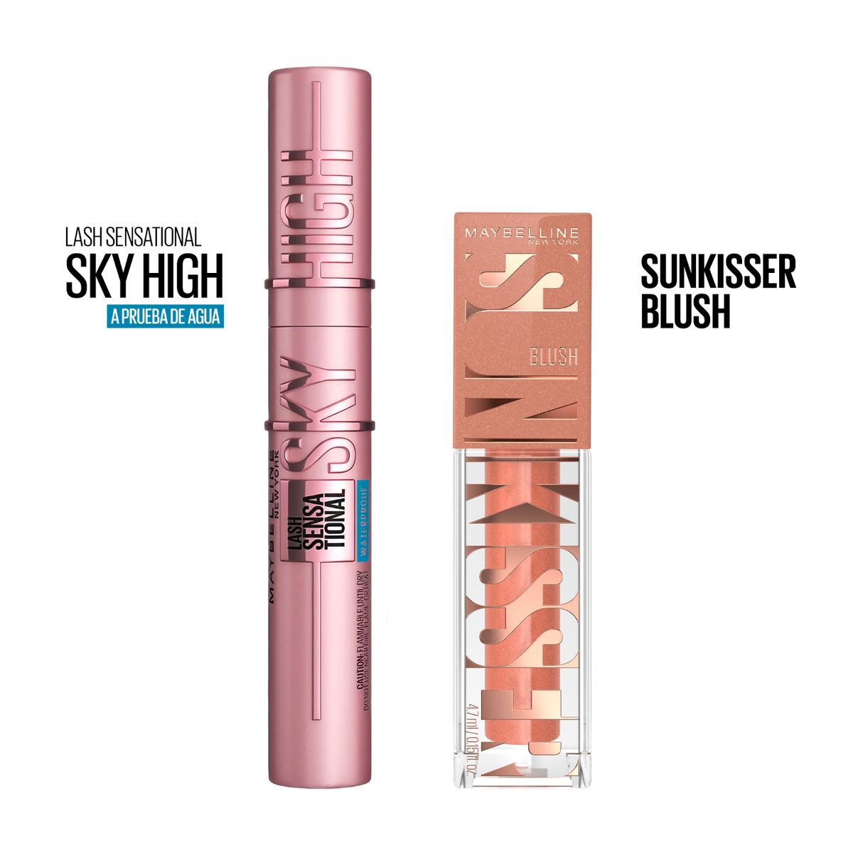 MAYBELLINE - Pack Máscara Sky High Wtp + Rubor Sunkisser Tono 08