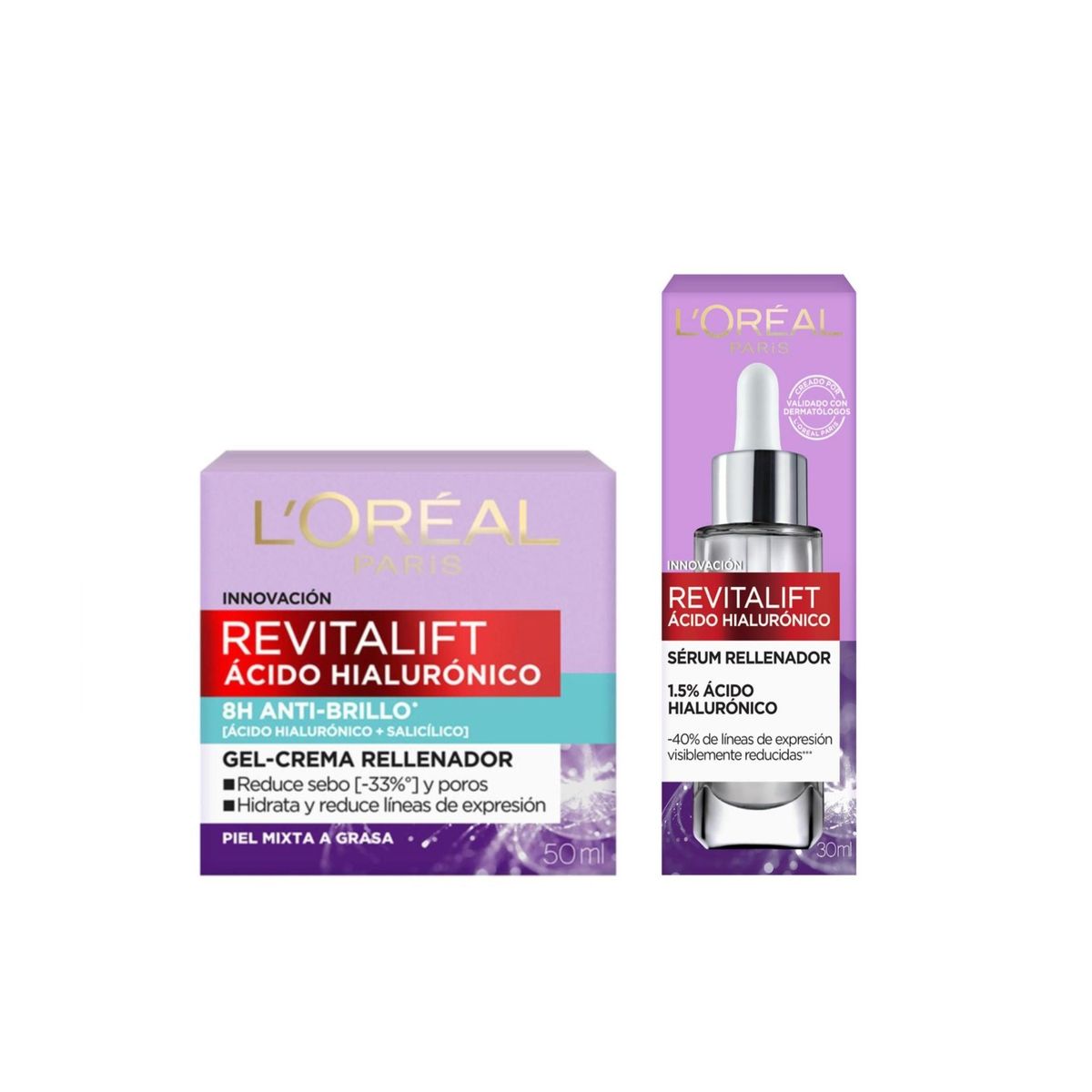 LOREAL PARIS - Pack Revitalift Serum Ácido Hialurínico + Crema Gel
