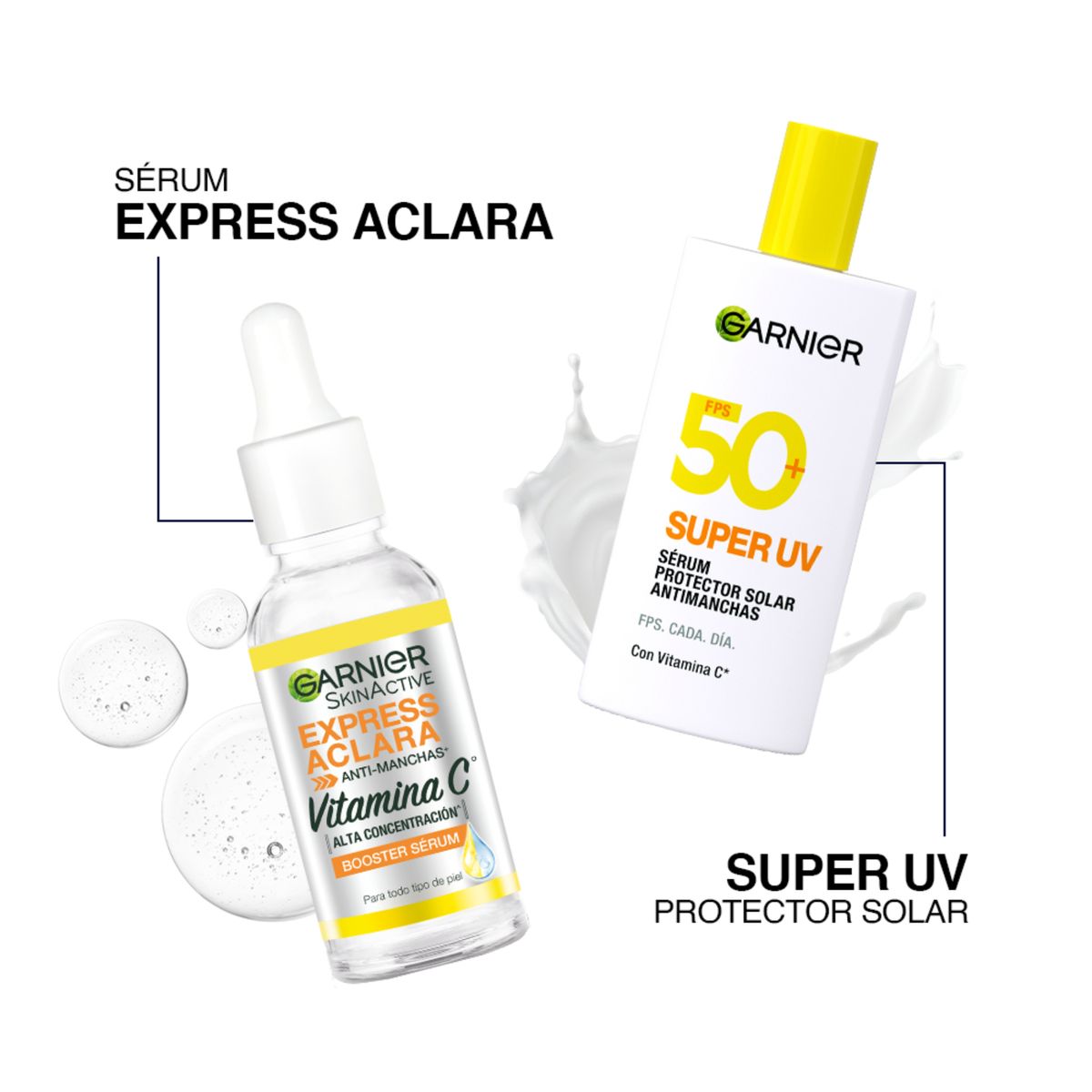 GARNIER - Pack Serum Garnier Express Aclara + Protector Solar Super Uv Fluido