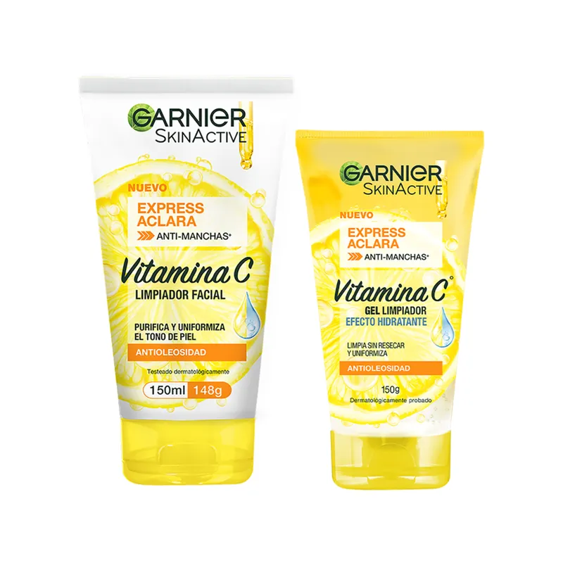 GARNIER - Pack Garnier Express Aclara Limpiador + Gel Limpiador Transparente