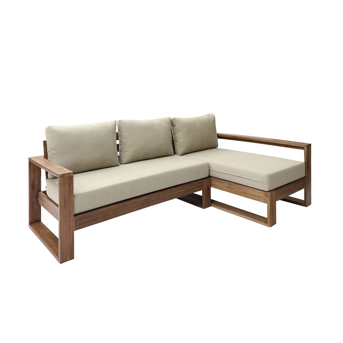 BASEMENT HOME - Juego de Sala de Terraza Laguna: Seccional + Mesa de Centro Gris