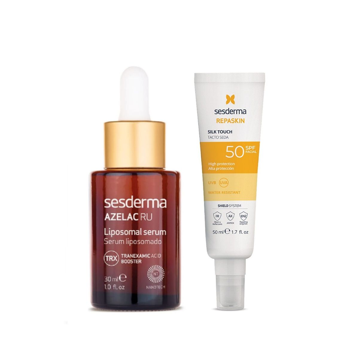 SESDERMA - Rutina antimanchas: Azelac RU Serum + Repaskin Tacto Seda SPF50