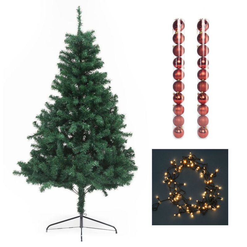 MICA - Combo Arbol 2.10cm 580 Ramas + Set20 Bolas Rojas 7cm + 300 Luces Led