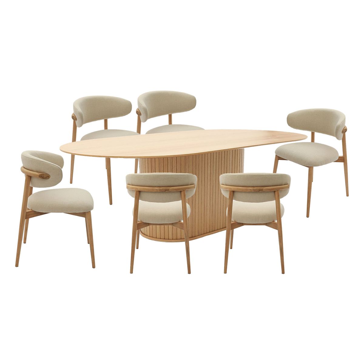 BASEMENT HOME - Juego de Comedor de Nola Lourdes 6 Sillas Natural