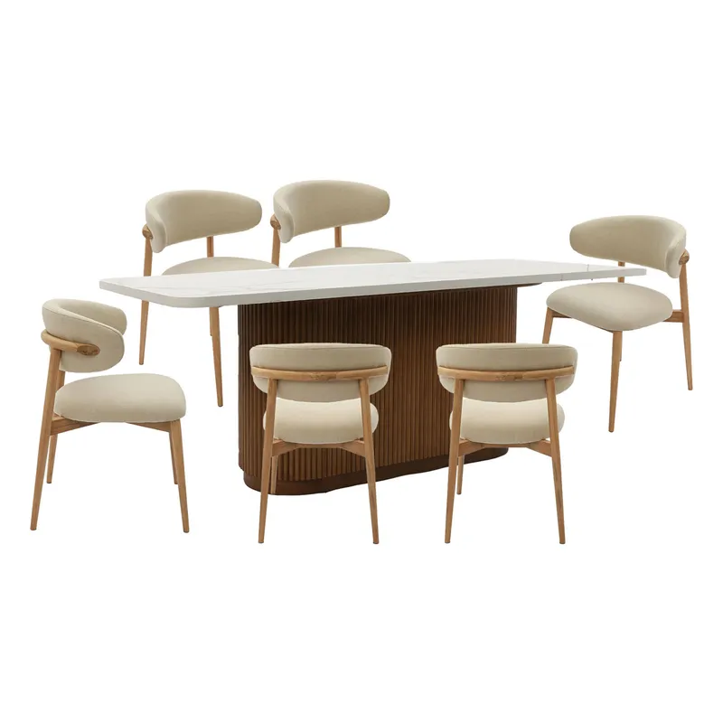 BASEMENT HOME - Juego de Comedor de Victoria Lourdes 6 Sillas Rectangular