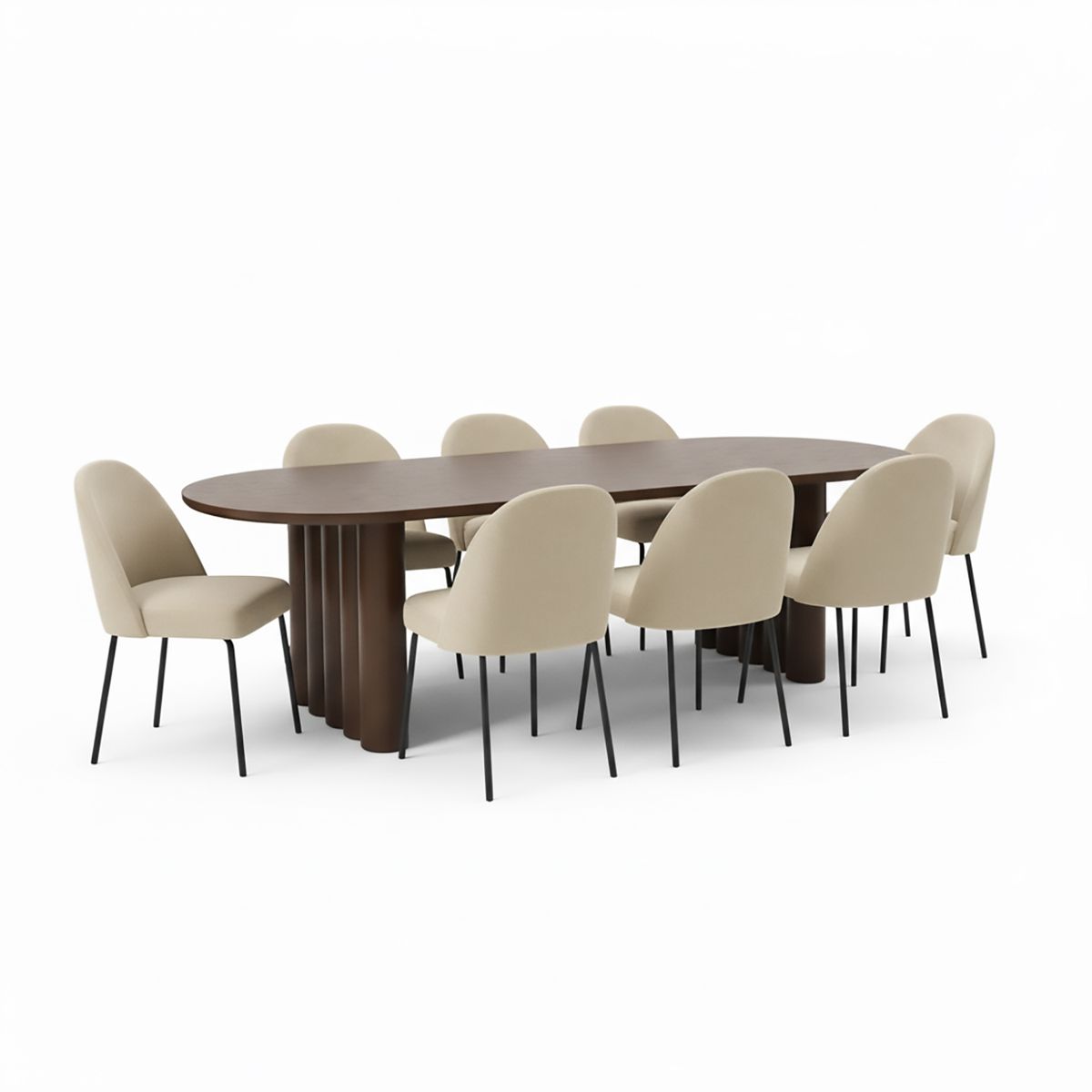 BASEMENT HOME - Juego de Comedor Catalina Creston 8 Sillas Beige