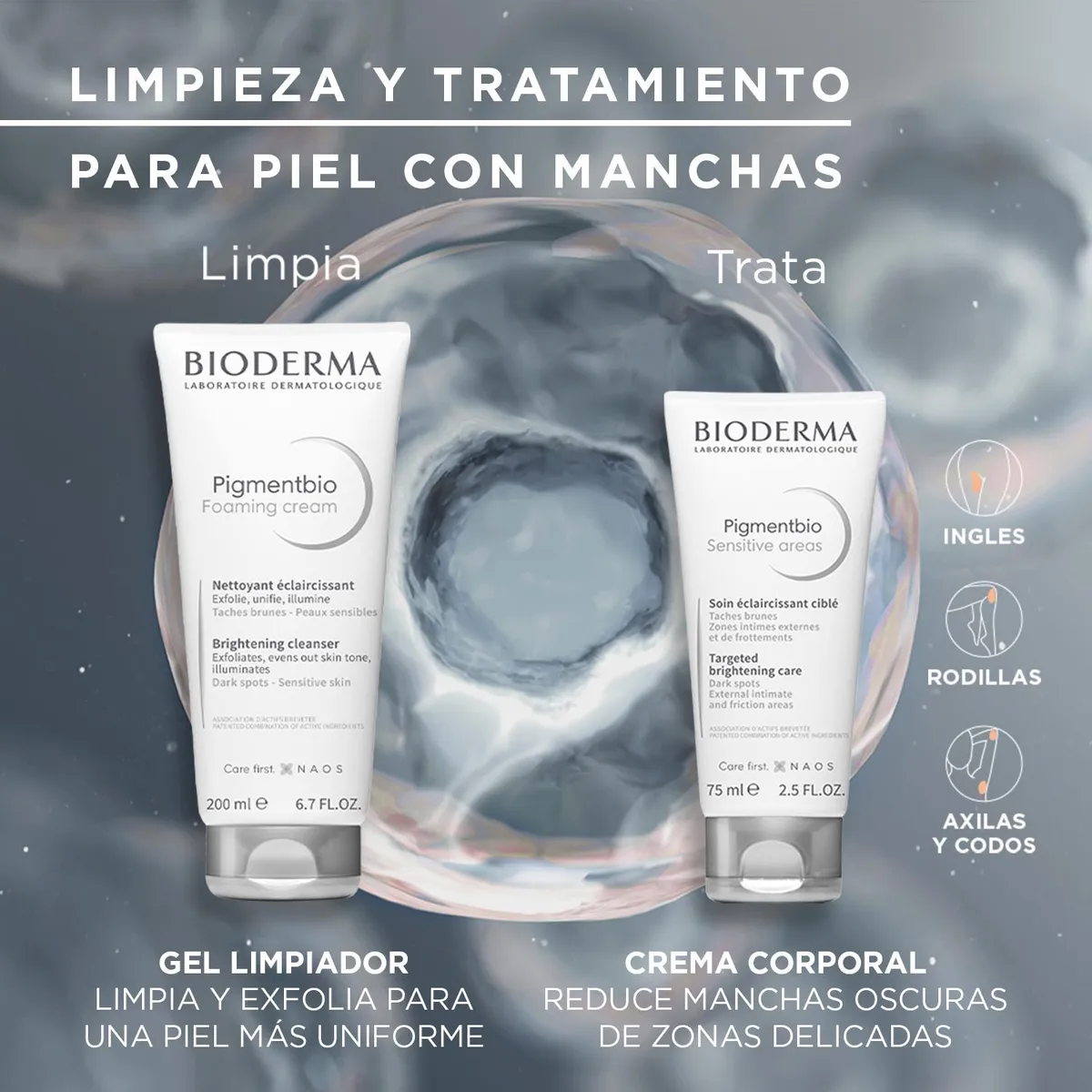 BIODERMA - Dúo Bioderma Pigmentbio Foaming y Sensitive Areas
