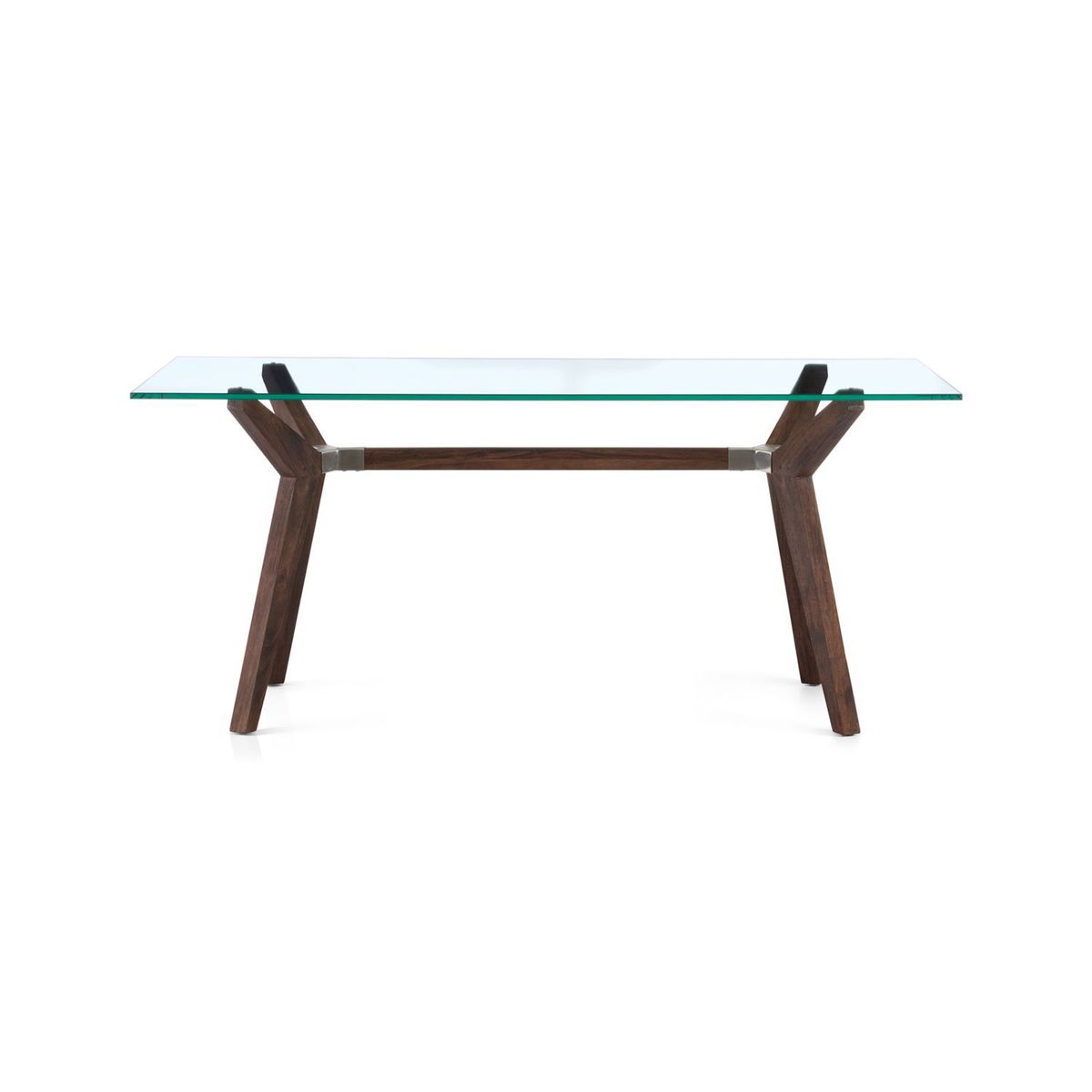 CRATE & BARREL - Escritorio Strut Espresso de Cristal con Base de Madera de Mango