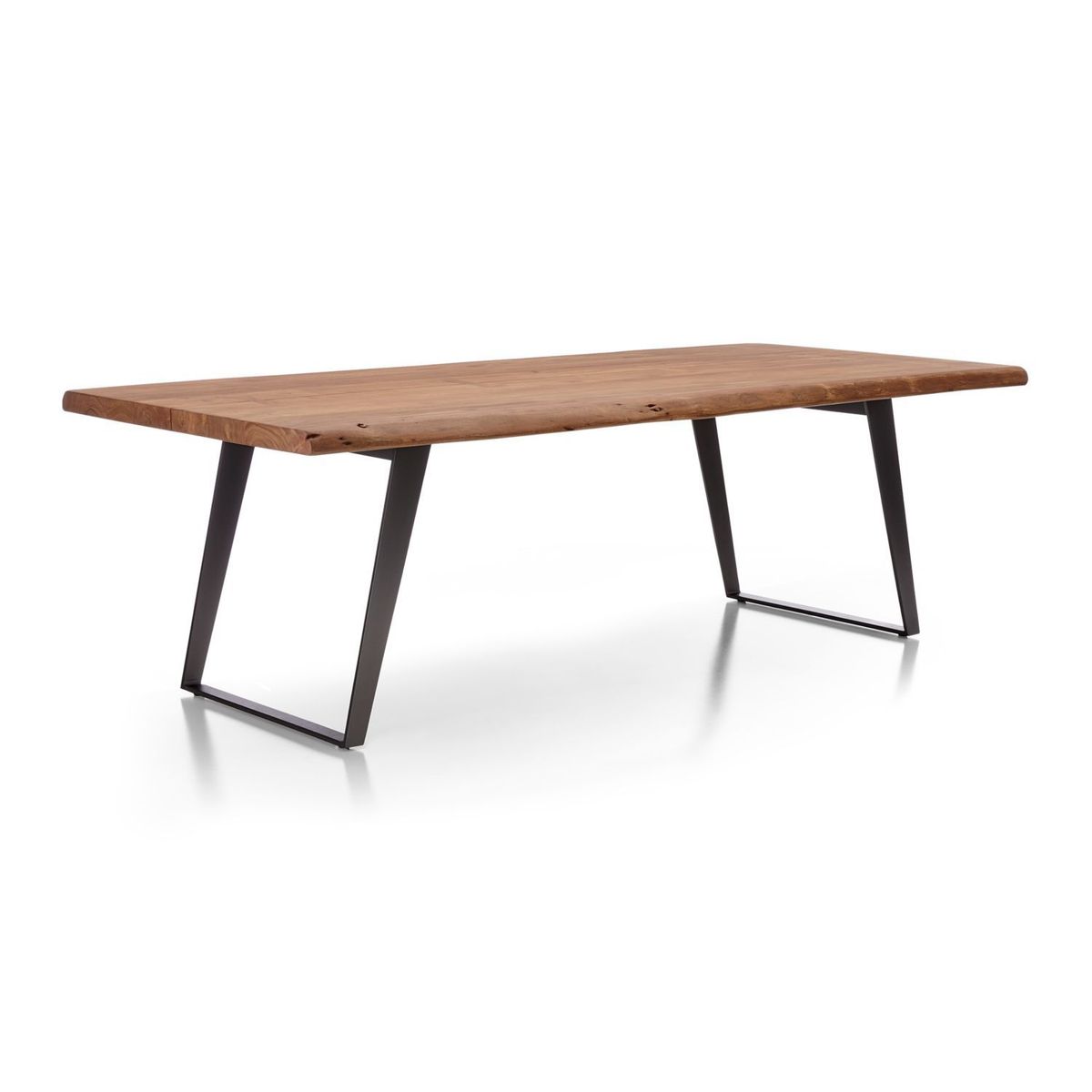 CRATE & BARREL - Mesa de Comedor Yukon de Madera Maciza con Base de Hierro (6 Puestos)