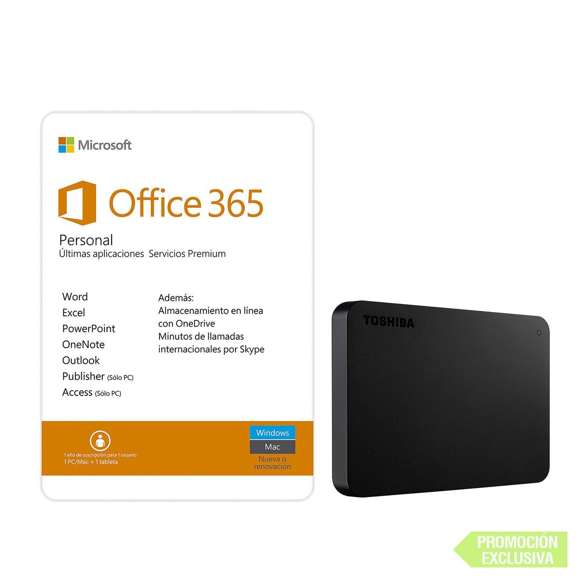  - Disco Duro Canbio 1TB Negro + Programa Office 365 Personal 32/64 bits