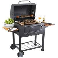 Parrilla a carbón móvil con termómetro