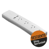 Zapatilla eléctrica 4 tomas + 2 puertos usb blanca