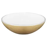 Bacha circular de apoyo Agus 34 cm jaspeado beige y blanco brillante