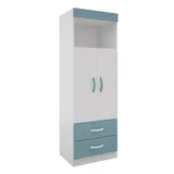 Placard Infantil 2 puertas con 2 cajones blanco y celeste 60 x 180 x 55 cm