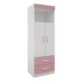 Placard 2 puertas con 2 cajones infantil blanco y rosa 60 x 180 x 52 cm