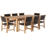 Juego de comedor exterior Parga 9 piezas madera