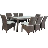 Juego de exterior Deli mesa + 8 sillas ratán