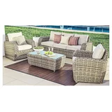 Juego de exterior Asturias mesa + 3 sillones café