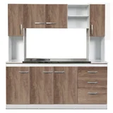 Kit de cocina con alacena y bajo mesada 180 cm blanco y marrón