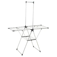 Tendedero de pie con alas metal plateado con tendedero vertical