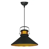 Lámpara de techo colgante negro y dorado 1 luz E27