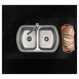 Pileta de cocina doble encastrable 77 x 49 x 20 cm T7749