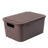 Caja plástica con tapa símil rattán marrón 15 Lts. 17 x 26 cm