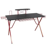 Escritorio Gamer de acero y mdf rojo y negro