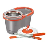Balde Turbo Matic gris y rojo con mopa y limpia pisos de regalo