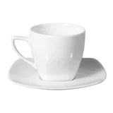 Taza café con plato cuadrado blanco