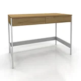Escritorio Industrial de melamina madera y blanco con 2 cajones
