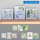 Set de 3 cuadros Marco blanco - Hojas - Diseño Varios