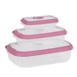 Set de 3 contenedores herméticos rectangulares rosa