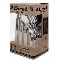 Set de 16 cubiertos caja beige