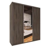 Placard 3 puertas corredizas con 2 cajones roble grafito con espejo