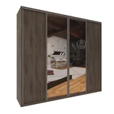 Placard 4 puertas corredizas con 6 cajones roble grafito