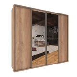Placard 4 puertas corredizas con 6 cajones roble natural