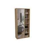 Mueble zapatero alto 1 puerta con espejo roble natural