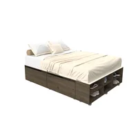 Cama Box cajón 2 plazas con 4 puertas y 6 estantes roble denver grafito