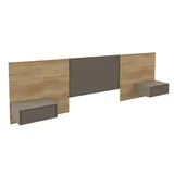 Respaldo de cama extensible con 2 cajones roble natural y gris