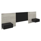 Respaldo de cama extensible con 2 cajones pino y gris