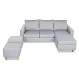 Sillón esquinero Turin 3 cuerpos gris claro