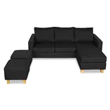 Sillón esquinero Turin 3 cuerpos negro